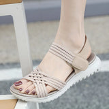 Hnzxzm Women's Sandals Summer Casual Non-Slip PU Light Comfort Elastic Soft MD Platform Wedges High Heels Beach Shoes Woman