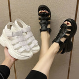 Hnzxzm Summer Roman Style Women's Shoes Wedge with Platform Waterproof Sandals for Woman Wedges Heel Footwear White Super-high H F