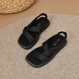 Hnzxzm Sandals for Women Footwear Flat Rubber Outdoor Ladies Shoes Roman Style Beach Black Slippers No Heel Summer 2024 H Original