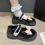 Hnzxzm Kawaii Bowtie White Lolita Shoes Women Autumn Japan Style Platform Mary Jane Shoes Woman Patent Leather Thick Heels Pumps