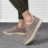 Hnzxzm Fashion Men Casual Shoes Cow Suede Leather Spring Men Flats Lace up Male Oxfords Men Genuine Leather Shoes