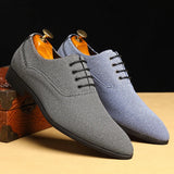 Hnzxzm New Men Dress Shoes Lace-up Round Toe Oxfords Blue Gray Business Handmade Wedding Shoes  Size 38-48 Mens Shoes