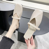 Hnzxzm Slides Job Summer White Shoes for Women 2023 Low Heel Sandals Leather Mules Woman Slippers Y on Offer Luxury 39 Promotion W Shoe