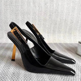 Hnzxzm Sexy High Heels Women Sandals Pointed Toe Shallow Fashion Shoes New Designer Slingback Slides 2024 Autumn Elegant Femme Zapatos