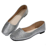 Hnzxzm Ballet Dance Shoes Women Square Toe Flats Silver Shallow Loafers Shoes Spring Casual Fashion 2024 Cozy Walking Female Zapatillas