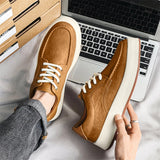 Hnzxzm New Brown Casual Shoes Classic Frosted Leather Men Soft Loafers Men Flats Comfortable Driving Shoes Lace Up Loafers Moccasins