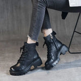 Hnzxzm Booties Chunky Footwear Platform Fur Short Shoes for Women Biker Female Ankle Boots Combat Punk Style Trend 2024 Spring Fashion