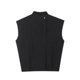 Hnzxzm Men Clothing 2024 Spring Summer Stand Collar Design Sleeveless Short Vests Pullover Vest Shirt Fashion Tops For Male