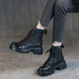 Hnzxzm Booties Chunky Footwear Platform Fur Short Shoes for Women Biker Female Ankle Boots Combat Punk Style Trend 2024 Spring Fashion