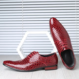 Hnzxzm Autumn Spring Classic Derby Shoes for Men Leather Crocodile Pattern Dress Lace-up Casual Business Wedding Party Comfortable