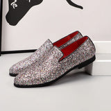 Hnzxzm Mens Comfortable Driving Loafers Light Moccasins Men Fashion Sequins Bling Party Wedding Flats EU Sizes 38-48