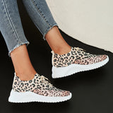 Hnzxzm Fashion Leopard Platform Sneakers for Women Slip-On Soft Bottom Casual Shoes Woman Autumn Light Non-Slip Sport Tennis Shoes