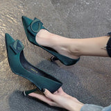 Hnzxzm Ladies Summer Footwear Evening Shoes for Women Green High Heels Pointed Toe Sexy on Heeled Pumps Beau Today Genuine Mark E