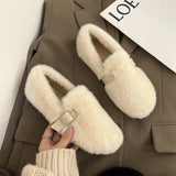 Hnzxzm 2024 New Autumn Winter Women Casual Flats Women's Moccasins Soft Loafers Fashion Comfort Warm Plush Slip on Female Cotton Shoes