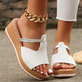 Hnzxzm Peep Toe Wedge Slides Women 2024 Summer T-Strap Platform Slippers Woman Pu Leather High Heels Sandals Mujer Non-Slip Beach Shoes