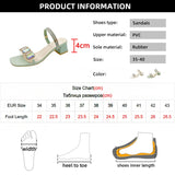 Hnzxzm Fashion Rhinestone Sandals for Women Summer Square Heels Open Toe Slippers Woman Transparent PVC Jelly Sandals