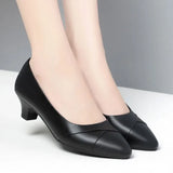 Hnzxzm Women Fashion Green High Quality Square Heel Pumps Lady Cute & Classic Black Office Heel Shoes Zapatos De Mujer