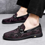 Hnzxzm Fashion Brand Men's Classic Comfortable Business Banquet Le Fu Shoes New Men's Snake Skin Sequin New Wedding Groom Shoes