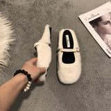 Hnzxzm Winter Mules Slippers Shoes Women Warm Plush Loafers Fur Flats Femme 2024 NEW Cotton Slides Outdoor Shoes Moccasins Mujer