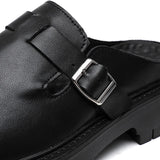 Hnzxzm Mens Designer Brand Italian Casual Chain Loafers Leather Luxury Business Men Half Shoes Drop Ship Mules Black Slides Slippers