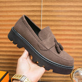 Hnzxzm Suede Thick Sole Men Oxford Shoes Comfortable Formal Tassels Loafers Business Dress Shoes Casual Men Shoes Mens Footwear