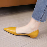 Hnzxzm Shoes for Woman Chunky Heels Women's Summer Footwear Block Heel Office Yellow Pointed Toe Low Elegant Young A on Sale Trend