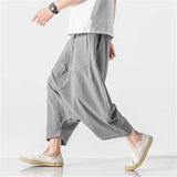 Hnzxzm Men Harem Pants Mens Summer Cotton Linen Joggers Pants Male Harajuku Vintage Sweatpants Fashions Calf-Length Pants