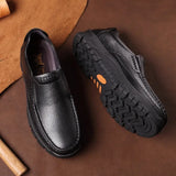 Hnzxzm Autumn New Casual Business Shoes Men Soft Bottom Non-slip Lightweight Breathable Cowhide Middle-aged and Elderly Shoe