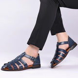 Hnzxzm Genuine leather Sandals Italian Style Gladiatus Fashion Business Dress Sandals Handmade Leather shoes Big Size 38-48