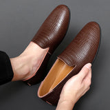 Hnzxzm Men Shoes Slip on England Breathable Men's Genuine Leather Loafers Comfortable Shoes For Men Lightweight Slip-on Men