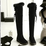 Hnzxzm Hot Warm Snow Boots Women Winter Shoes Warm Fur Plush Over Knee High Boot Ladies Casual Low Rubber Heels Long Shoes Female