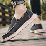 Hnzxzm Summer Denim Canvas Men Breathable Casual Shoes Outdoor Non-Slip Sneakers Comfortable Driving Shoes Men's Loafers Big Size 39-47