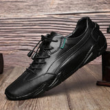 Hnzxzm High-end Men's Leather Shoes Leather Crocodile Pattern Soft-soled Casual Shoes Cowhide Lazy Shoes Non-slip Driving Shoes