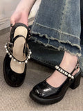 Hnzxzm Summer Basic Non Slip Elegant Sandals Women Casual Square Toe Vintage Pumps Office Lady Comfort Fashion Medium Heels Shoes