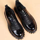 Hnzxzm High Quality Fashion Round Toe Men's Leather Shoes Black Male Casual Shoe Social Pu Cowhide Classic Original Elegant Comfortable