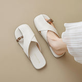 Hnzxzm Summer New Women's Outdoor Slippers Korean Style Fashion Flat Shoes Women's Casual Mary Jane Mules