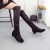 Hnzxzm Women's Boots Round Toe Shoes for Woman Long Winter Knee High Shaft Footwear Big Red Elegant with Low Heels Blue Trend New