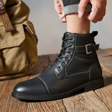 Hnzxzm Autumn Winter Anti Slip Retro Man Leather Boots Lace Up High Top Ankle Boots Outdoor Men Martiin Boot Side Zipper Tooling Boots