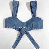 Hnzxzm 2024 Summer New Special Sexy Denim Tops Vest Strapless Shirts Cute Dress Up Versatile Super Short  Jean Tops