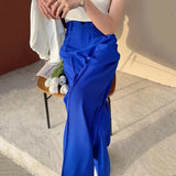 Hnzxzm Blue White Wide Leg Pants Spring 2024 Womens Fashion Loose Women's Pants Office Full Length High Waisted Wide Trousers for Women