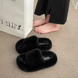 Hnzxzm Plush Slippers for Women Autumn/Winter New Indoor and Outdoor Cotton Slippers with A Premium Feel and Versatile Thick Sole