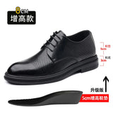 Hnzxzm 8cm Heel Spring Autumn Men's Leather Dress Shoes Fashion Casual New Designer Hollow Height Casual Platform Shoes Man