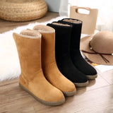 Hnzxzm Snow Fur High Boots for Girls New In Women's Non-slip Flat Flock Winter Plus Velvet Thickening Warm Cotton Shoes Women