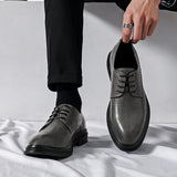 Hnzxzm New Classic Mens Oxford Dress Shoes Black Gray Brown Genuine Leather Calfskin Men's Shoes Handmade Lace Up Formal Wedding Shoes