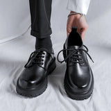 Hnzxzm Fashionable Brand Men's Genuine Leather British Style Thick Bottomed Workwear Shoes Men's Comfortable Large Toe Leather Shoes