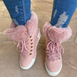 Hnzxzm European American Women's Boots Winter New Oversized Design with Warm Fur Mouth and Increased Height Inside Zapatos Mujer