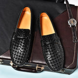 Hnzxzm Leather Men Shoes Casual Flats Men Shoes Breathable Loafers Genuine Leather Slip Moccasins Comfortable Checkered