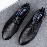 Hnzxzm New Men Casual Leather Shoes Fashion Brand Classic Men  Leather Shoes Brown/Black Hot Sale Breathable Business Lace-Up Men Shoes