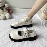 Hnzxzm Women's Shoes Round Toe Japanese Style Lolita Female Footwear Off White Gothic Loafers Cute Mary Jane Kawaii with Free Shipping