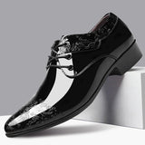 Hnzxzm Casual Business Shoes for Men Dress Shoes Lace Up Formal Black PU Leather Brogue Shoes for Male Wedding Party Office Oxfords